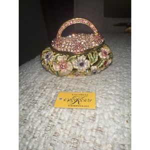 Alexander Kalifano Purse Trinket Box W/ Swarovski Crystals Enamel Magnetic Close